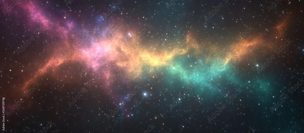 Fototapeta premium Cosmic Symphony: A vibrant nebula tapestry with celestial stardust display