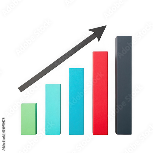 Growth chart with arrow isolated on transparent background