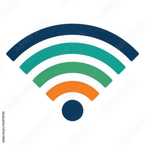 Wifi signal colorful icon isolated on transparent background