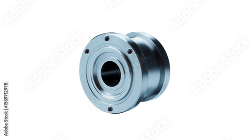 A shiny metal machine part isolated on transparent background