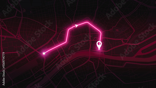 Frankfurt city route map vector EPS in Pink neon colour versions