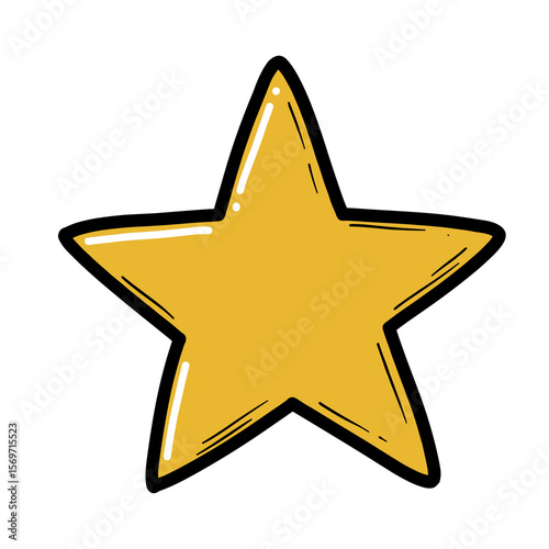 Yellow star icon with black outline in simple design  