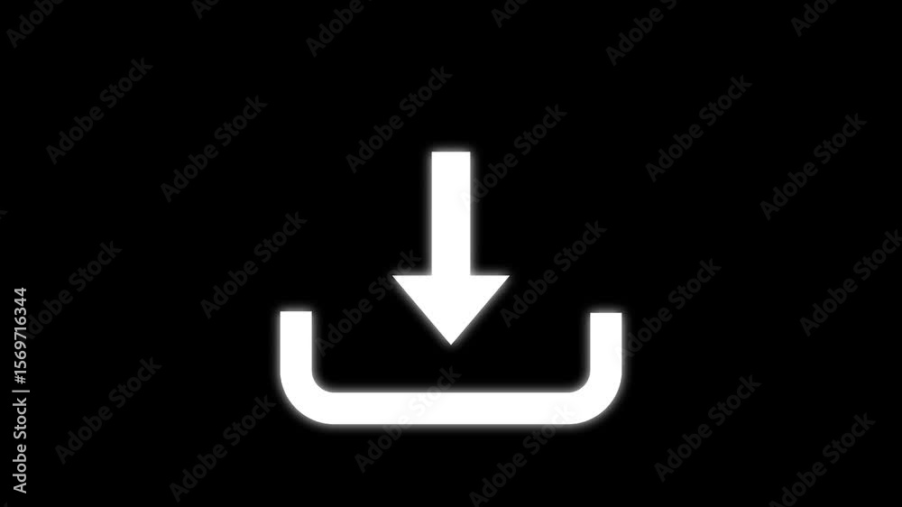 Loading arrow icon with down symbol for upload and download animation on black background.