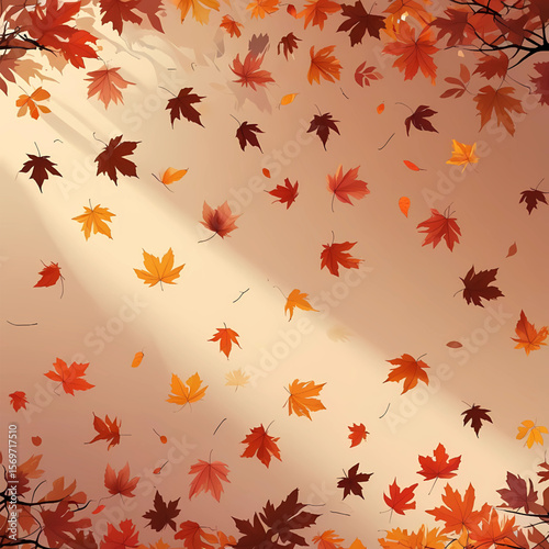 Autumn Leaves' Serenade: A vibrant display of autumn leaves swirling and dancing in the wind, creating a warm and inviting ambiance.