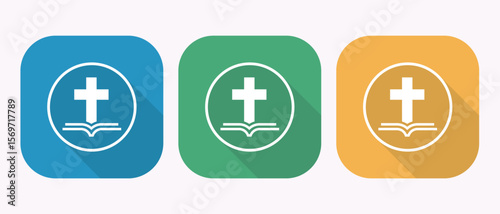 Modern Christian App Icons. Three Color Variations,  Clean Design,  Faith Symbolism.