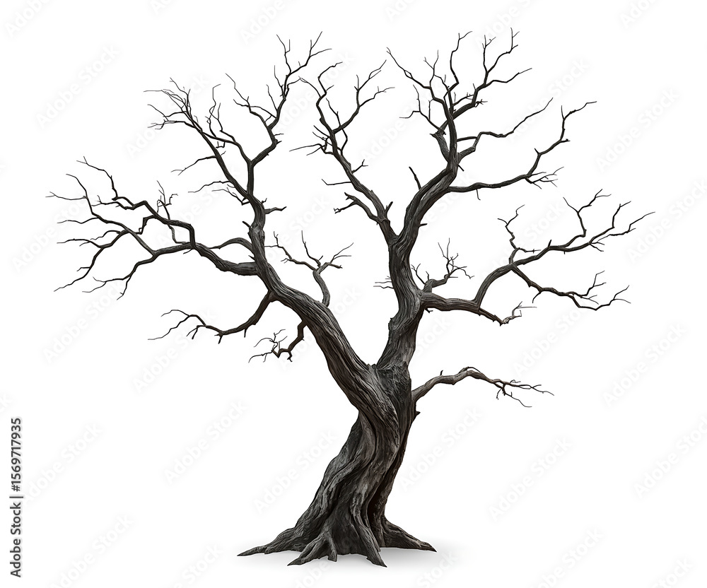 Obraz premium spooky dead tree isolated on white background