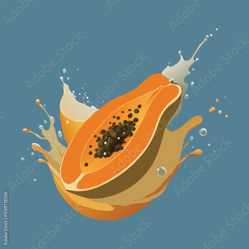 Fresh Papaya Juice Splash Tropical Fruit Drink