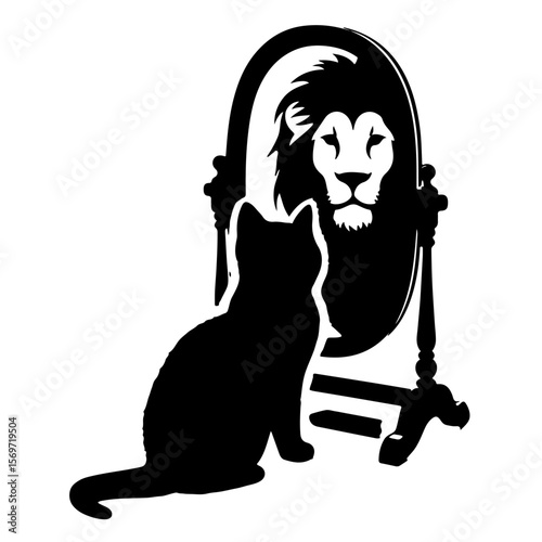 Cat Looking into Mirror — Sees a Lion SVG