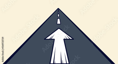 A conceptual illustration showcasing an arrow pointing upward on a road, representing forward progress and career growth, highlighting a clear direction