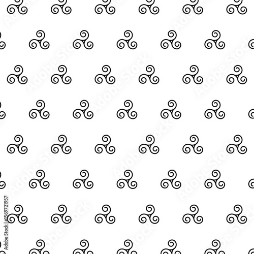 Intricate Triskelion Pattern: An elegant and symmetrical design featuring the triskelion symbol, artfully arranged in a repeating pattern that evokes a sense of history and spiritual significance.