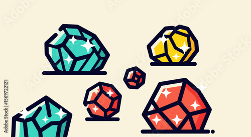 Vibrant crystal gems representing wealth and prosperity, showcasing gemstone mining and geological treasures, symbolizing fortune