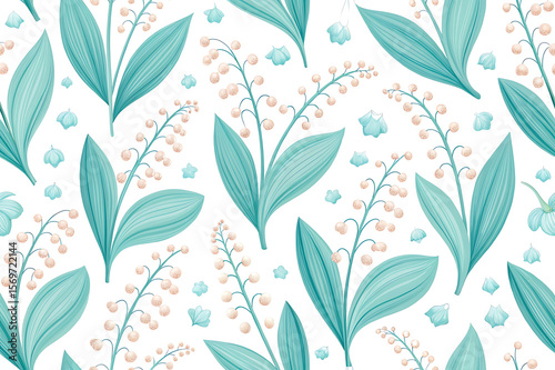 Pastel lily of the valley floral pattern botanical spring flowers