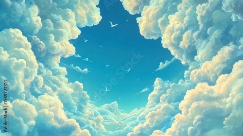 Fluffy clouds and a vibrant sky