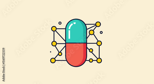 An innovative pill design symbolizing advanced pharmaceutical research and drug discovery, showcasing technology within healthcare applications