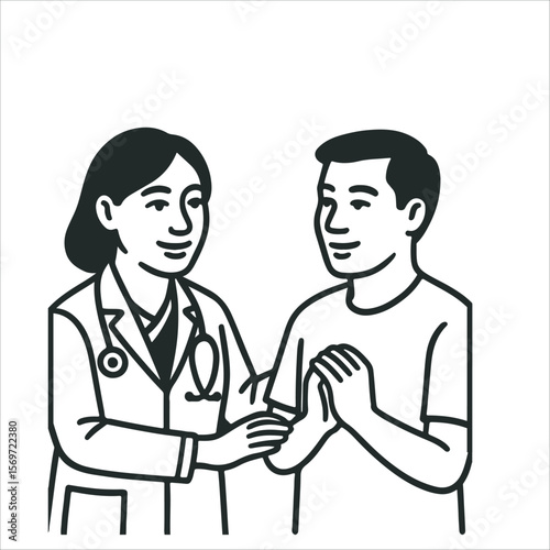 Doctor and patient asian. Doctor consulting with a patient
