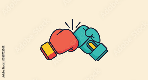Boxing gloves clashing together, highlighting competition and sportsmanship, symbolizing strength and determination in combat sports