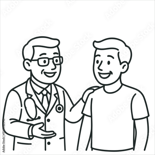  Doctor and patient are happy. Doctor consulting with a patient