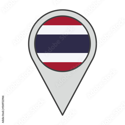 Vector illustration of a geolocation tag colored with the flag of Thailand