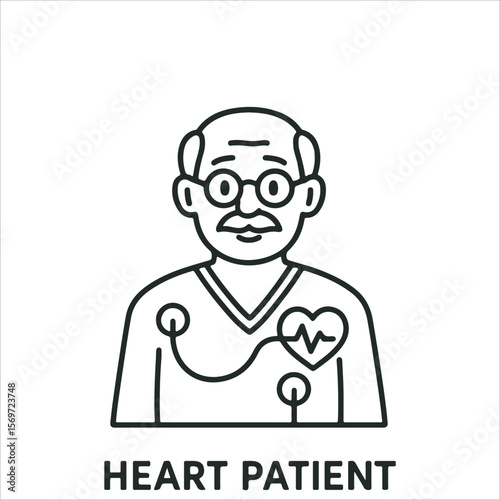  Heart patient. Heart Patient with Pacemaker and Medical Device Illustration