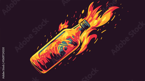 Vibrant Retro Molotov Cocktail Illustration for Creative Designs