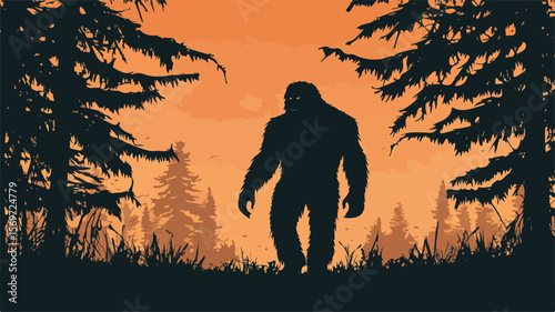 Bigfoot Silhouette: A Minimalist Stylized Silhouette
