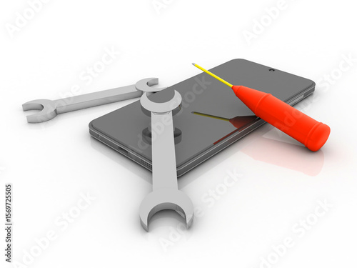 Wallpaper Mural 

3d illustration Wrench and spanner on mobile, service concept  Torontodigital.ca