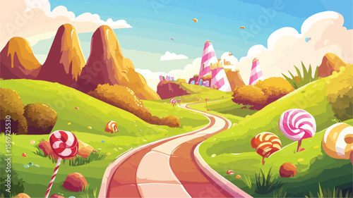 Colorful Candy Land Game Background for Vector Illustration