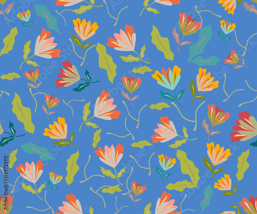 This seamless floral vector pattern features hand-drawn summer flowers arranged in a quick-repeat layout, ideal for digital printing, textiles, packaging, and creative craft projects. Each pattern com