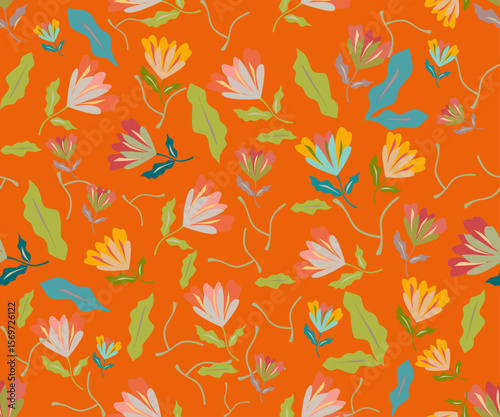 This seamless floral vector pattern features hand-drawn summer flowers arranged in a quick-repeat layout, ideal for digital printing, textiles, packaging, and creative craft projects. Each pattern com