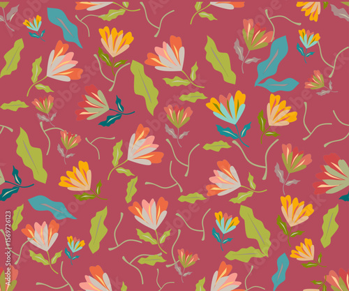 This seamless floral vector pattern features hand-drawn summer flowers arranged in a quick-repeat layout, ideal for digital printing, textiles, packaging, and creative craft projects. Each pattern com