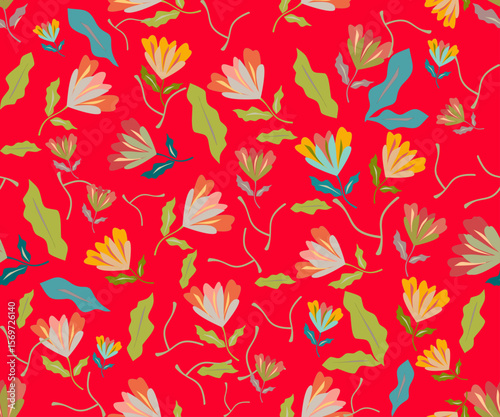 This seamless floral vector pattern features hand-drawn summer flowers arranged in a quick-repeat layout, ideal for digital printing, textiles, packaging, and creative craft projects. Each pattern com