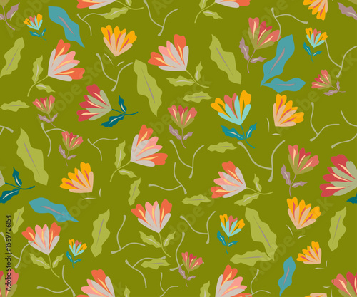 This seamless floral vector pattern features hand-drawn summer flowers arranged in a quick-repeat layout, ideal for digital printing, textiles, packaging, and creative craft projects. Each pattern com