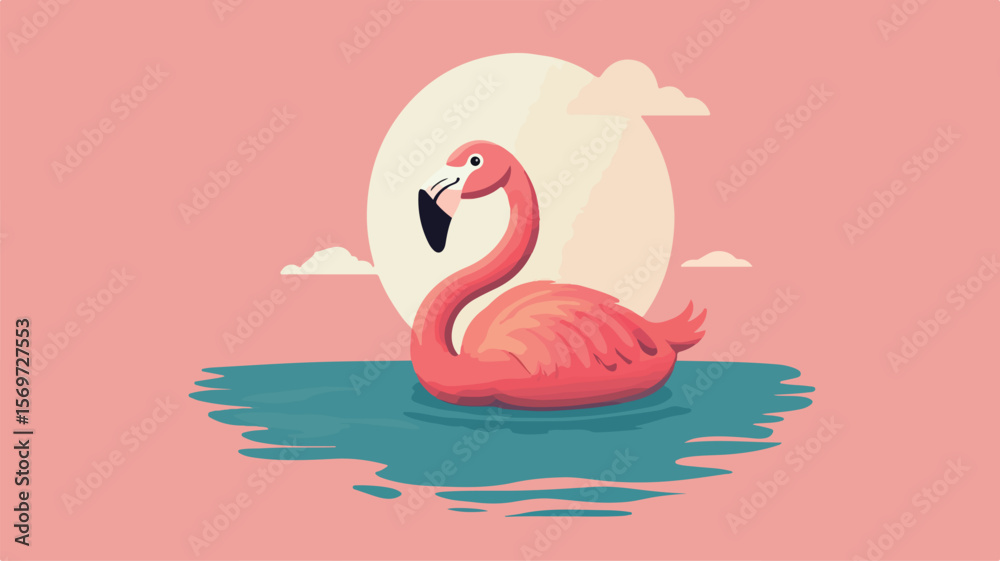Fototapeta premium Flamingo Float Illustration - Simple Flat Vector Design