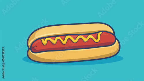 Hot Dog Icon: Vibrant Flat-Design Classic Hotdog Symbol