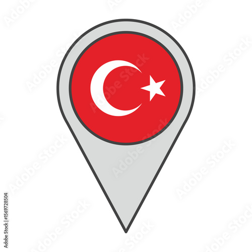 Free Download Vector illustration of a geolocation tag colored with the flag of Turkey - GFXLoad