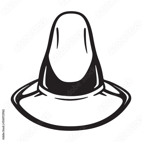 Black and white vector illustration of a stylish western cowboy hat on a white background