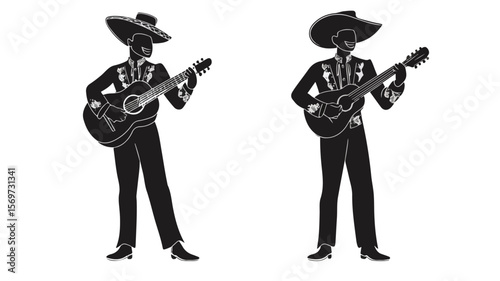 Mexican Mariachi Character Silhouette EPS for Creative Designs