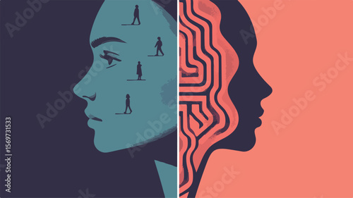 Minds Maze: An Illustrative Depiction of Two Faces