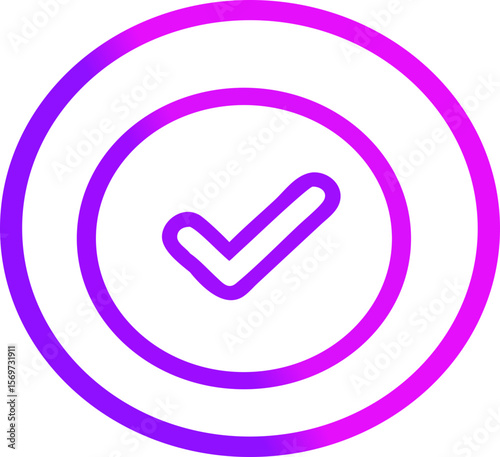 Neon Gradient Approval Checkmark Icon – Verified Badge UI Symbol

