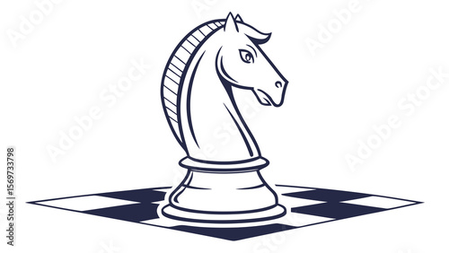 Chess knight piece vector illustration for strategic game design and board game graphic element concept