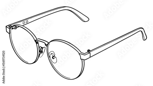 Stylish round eyeglasses frame vector illustration for eyewear fashion and optical accessories collection