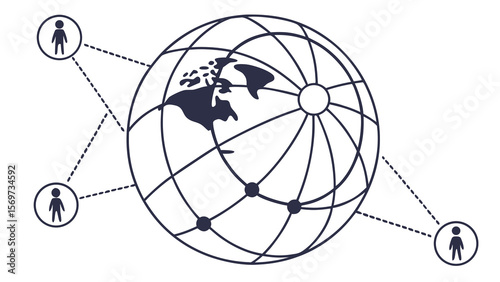 Global network connection world communication social media and people connected around the world concept