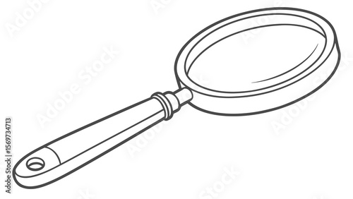 Magnifying glass outline vector illustration for science education and detective investigation icon design tool, 100mm