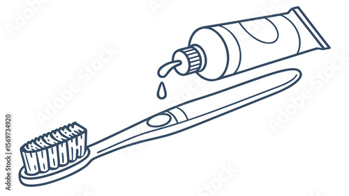 Toothbrush and toothpaste vector illustration for dental care and oral hygiene concept vector clip art asset