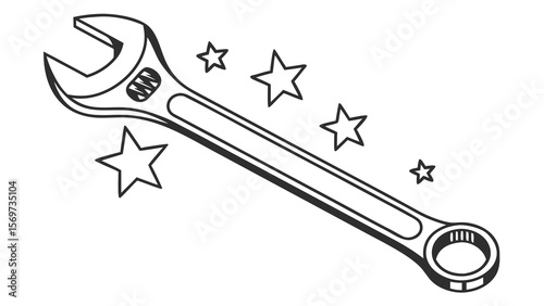 Adjustable wrench tool vector illustration for diy repair and maintenance projects and designs needs