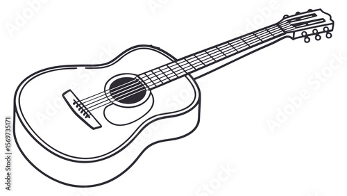 Acoustic guitar outline drawing for music lessons, guitar chords, and guitar tabs learning resources online