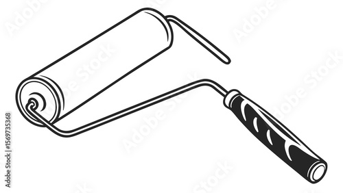 Isolated painting roller vector illustration for diy home improvement and artistic paint projects design tool