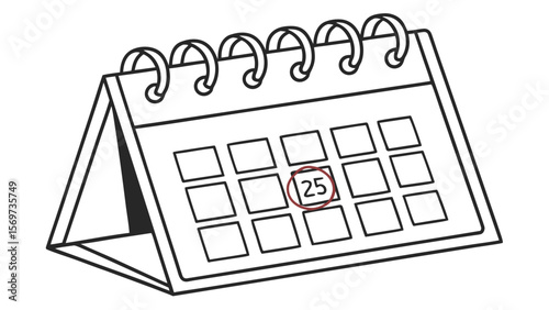 Calendar date reminder event schedule appointment organizer planning deadline day month year week 25th