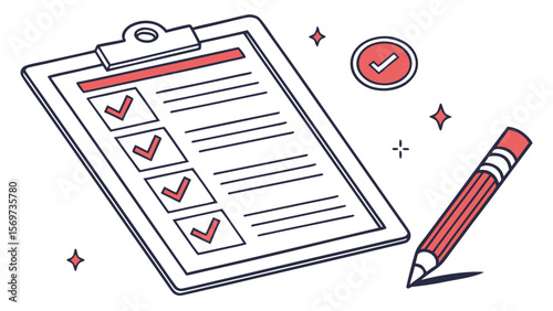 Checklist clipboard and pencil for task management and project planning to increase productivity and efficiency