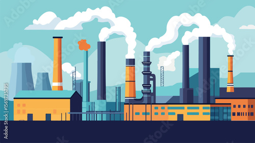 Industrial Smoking Factory Pipe Vector Isolated Illustration
